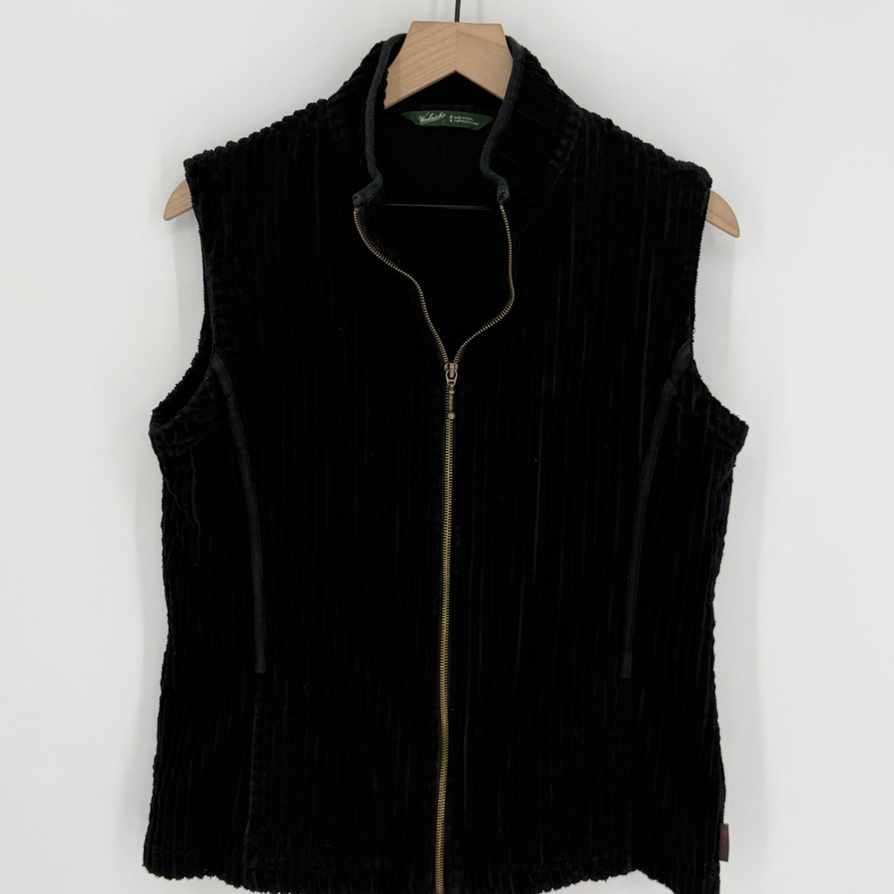 Woolrich Women's Ribbed Corduroy Full Zip Vest Size M Black